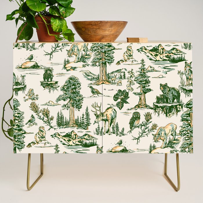 Sequoia National Park California Vintage Travel Art Pattern Credenza Gallery Image 1