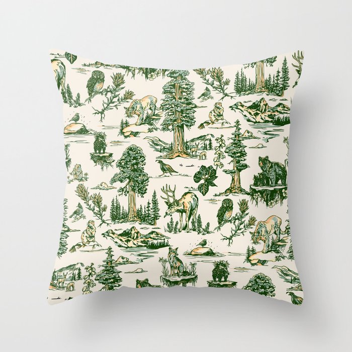 Sequoia National Park California Vintage Travel Art Pattern Throw Pillow Gallery Image 6