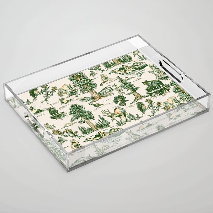 Sequoia National Park California Vintage Travel Art Pattern Acrylic Tray Gallery Image 1