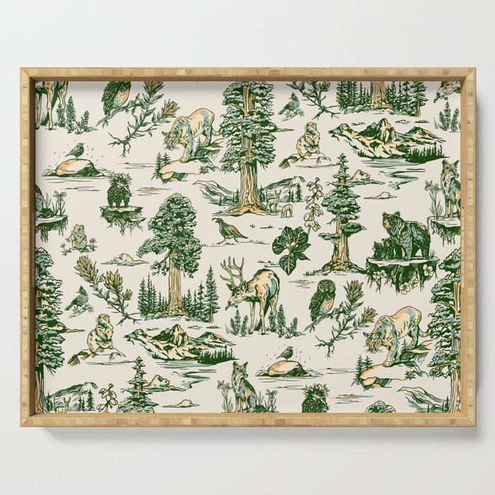 Sequoia National Park California Vintage Travel Art Pattern Serving Tray Gallery Image 1