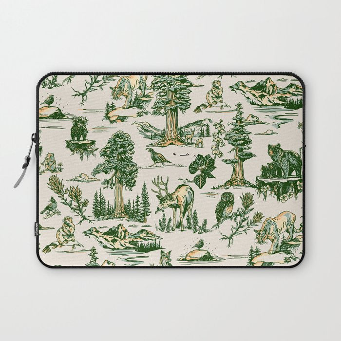 Sequoia National Park California Vintage Travel Art Pattern Laptop Sleeve Gallery Image 1