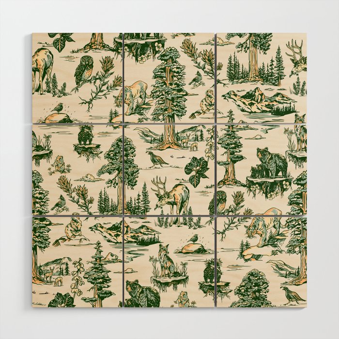 Sequoia National Park California Vintage Travel Art Pattern Wood Wall Art Gallery Image 1