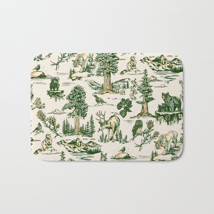 Sequoia National Park California Vintage Travel Art Pattern Bath Mat Gallery Image 1