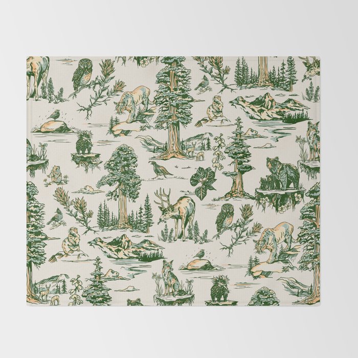 Sequoia National Park California Vintage Travel Art Pattern Throw Blanket Gallery Image 2