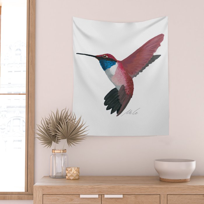 Red Hummingbird  Wall Tapestry Gallery Image 2