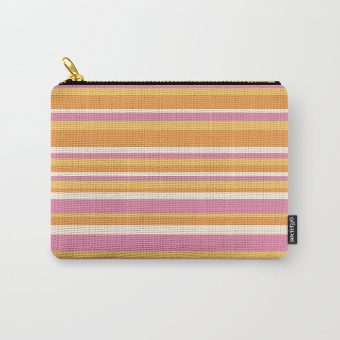 Classic Stripes XXV - Pink Orange Yellow Carry All Pouch Gallery Image 1