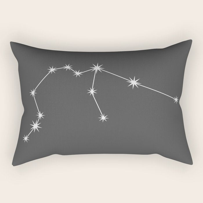 Aquarius Zodiac Star Constellation Line Art Grey Rectangular Pillow Gallery Image 1