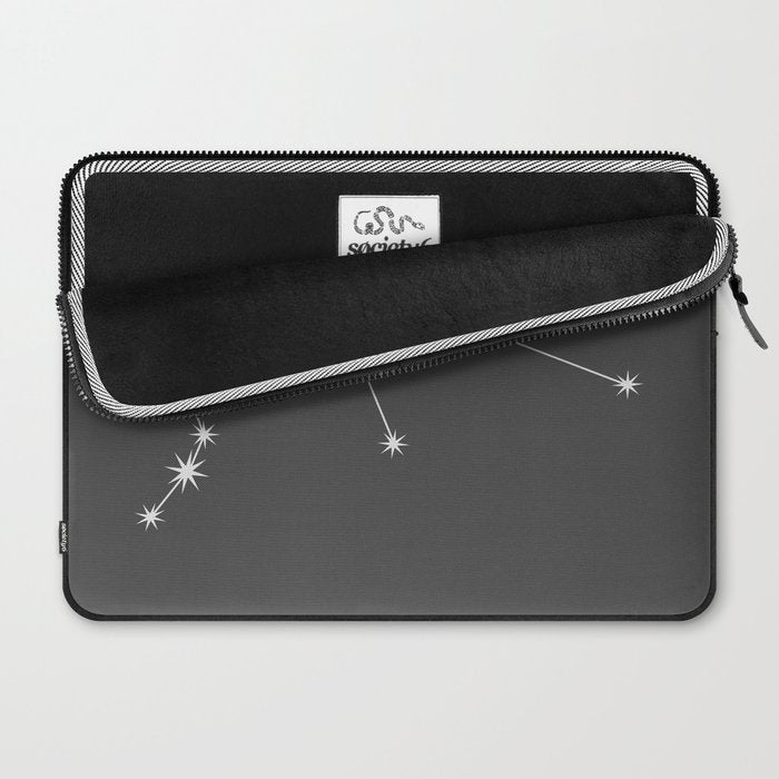 Aquarius Zodiac Star Constellation Line Art Grey Laptop Sleeve Gallery Image 2