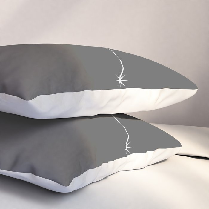 Aquarius Zodiac Star Constellation Line Art Grey Pillow Sham Gallery Image 3