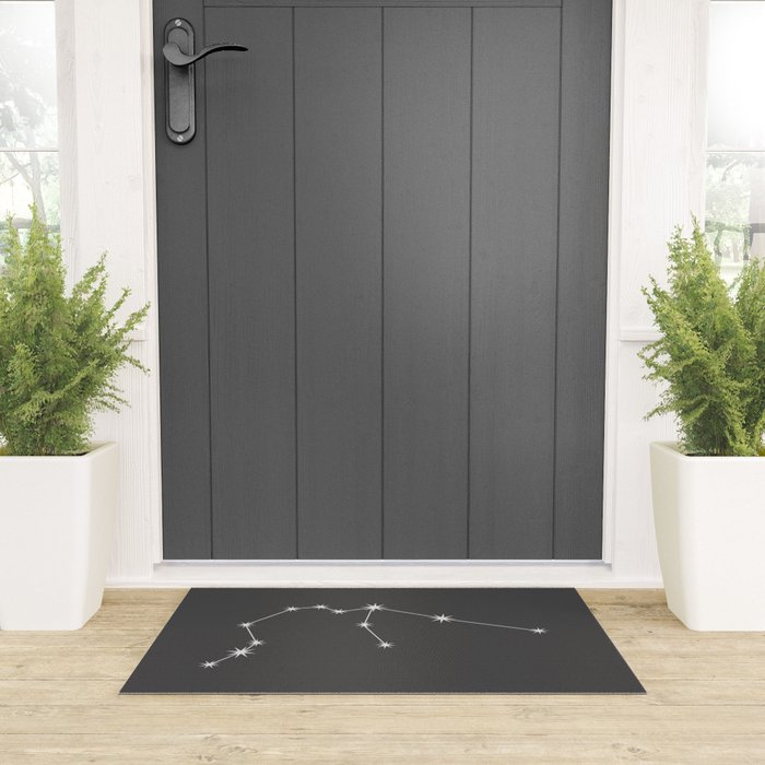 Aquarius Zodiac Star Constellation Line Art Grey Welcome Mat Gallery Image 3