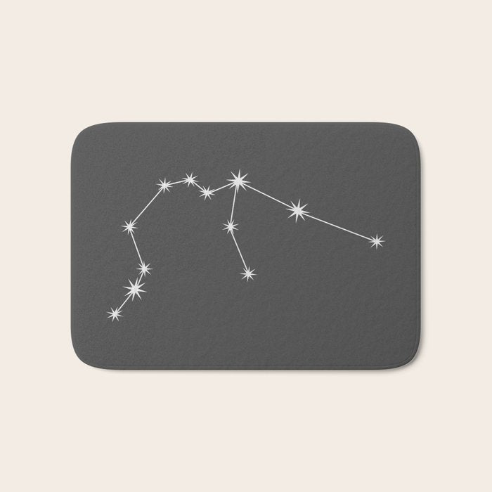 Aquarius Zodiac Star Constellation Line Art Grey Bath Mat Gallery Image 1