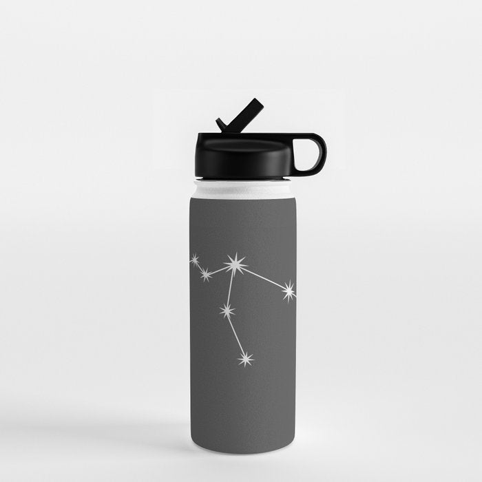 Aquarius Zodiac Star Constellation Line Art Grey Water Bottle Gallery Image 1