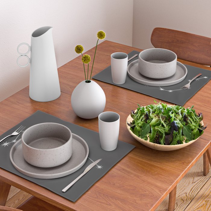 Aquarius Zodiac Star Constellation Line Art Grey Placemat Gallery Image 2