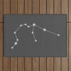 Aquarius Zodiac Star Constellation Line Art Grey Outdoor Rug Gallery Image 1