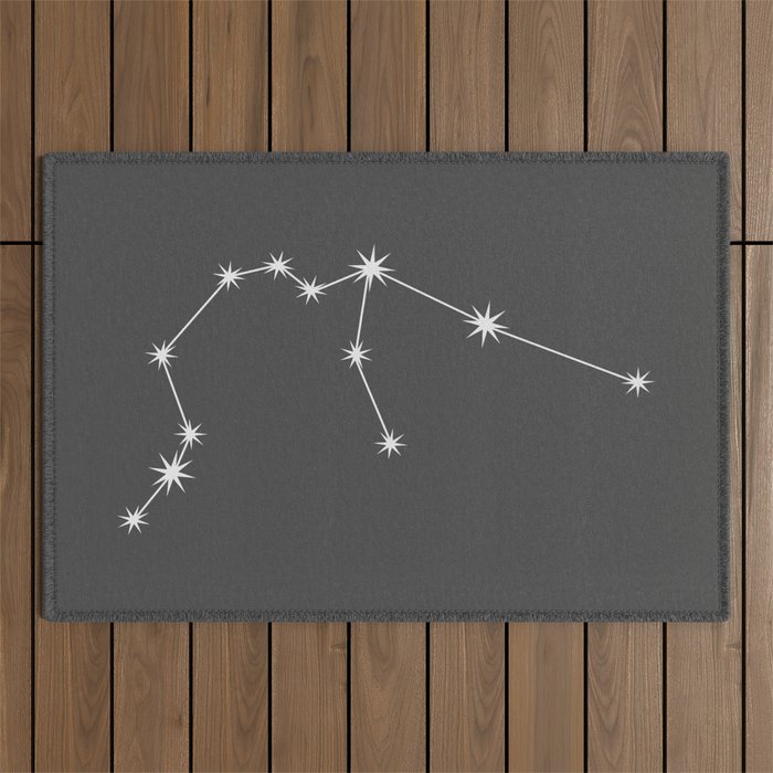 Aquarius Zodiac Star Constellation Line Art Grey Outdoor Rug Gallery Image 1