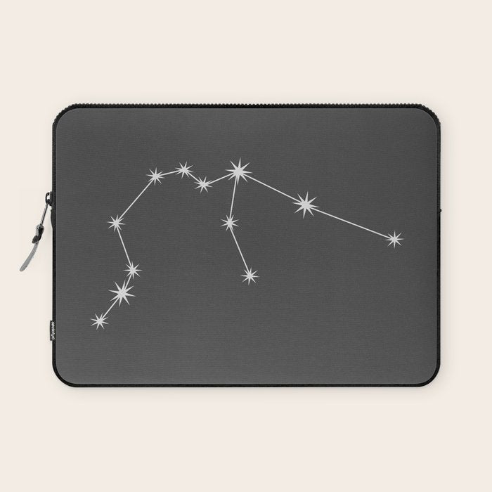 Aquarius Zodiac Star Constellation Line Art Grey Laptop Sleeve Gallery Image 1