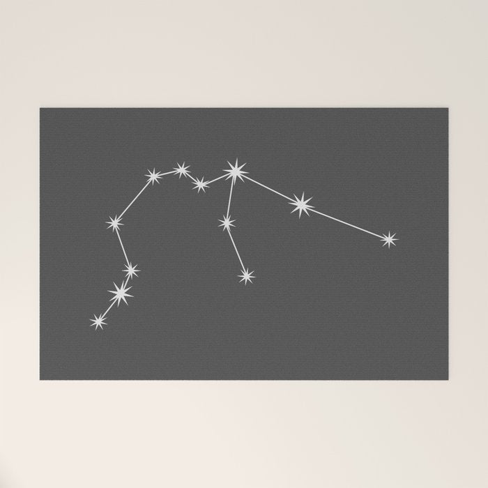 Aquarius Zodiac Star Constellation Line Art Grey Welcome Mat Gallery Image 1