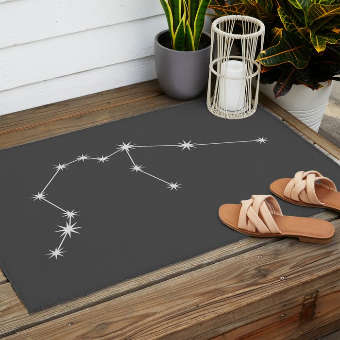 Aquarius Zodiac Star Constellation Line Art Grey Outdoor Rug Gallery Image 2
