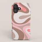 Mod Swirl Retro Abstract Pattern in Mocha Brown and Pink iPhone Case Gallery Image 1