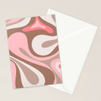 Mod Swirl Retro Abstract Pattern in Mocha Brown and Pink Stationery Card Gallery Image 2