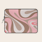 Mod Swirl Retro Abstract Pattern in Mocha Brown and Pink Laptop Sleeve Gallery Image 1