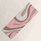 Mod Swirl Retro Abstract Pattern in Mocha Brown and Pink Yoga Mat Gallery Image 1
