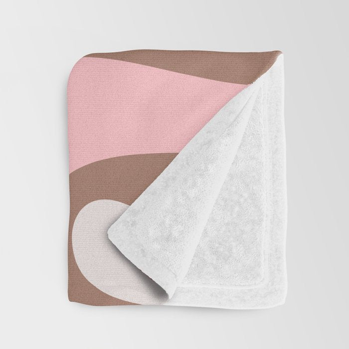 Mod Swirl Retro Abstract Pattern in Mocha Brown and Pink Throw Blanket Gallery Image 3
