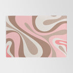 Mod Swirl Retro Abstract Pattern in Mocha Brown and Pink Rug Gallery Image 2