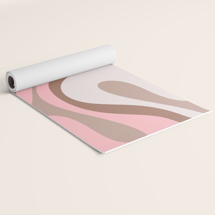 Mod Swirl Retro Abstract Pattern in Mocha Brown and Pink Yoga Mat Gallery Image 2