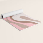 Mod Swirl Retro Abstract Pattern in Mocha Brown and Pink Yoga Mat Gallery Image 2