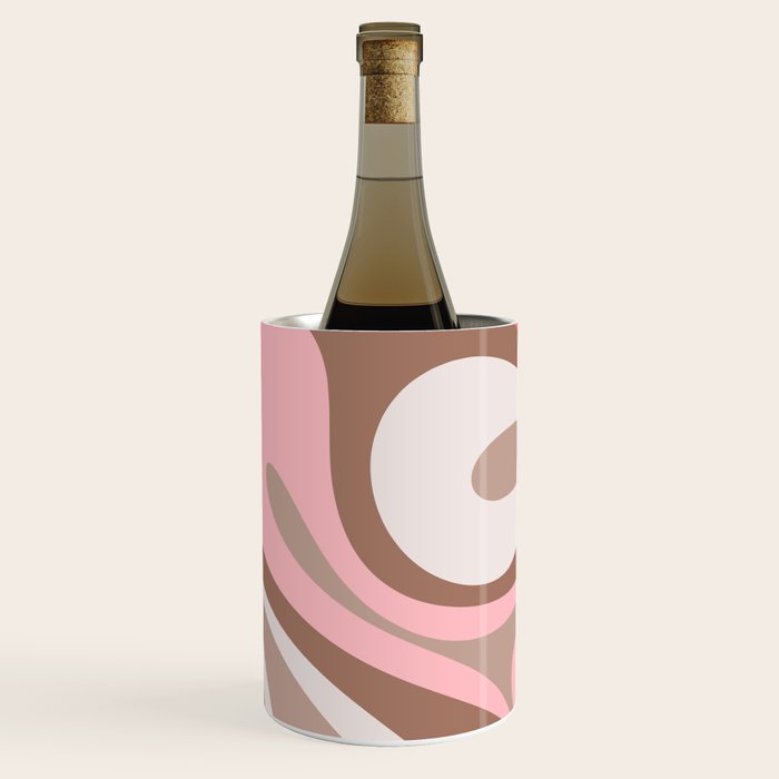 Mod Swirl Retro Abstract Pattern in Mocha Brown and Pink Wine Chiller Gallery Image 1
