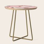 Mod Swirl Retro Abstract Pattern in Mocha Brown and Pink Side Table Gallery Image 1