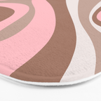 Mod Swirl Retro Abstract Pattern in Mocha Brown and Pink Bath Mat Gallery Image 3