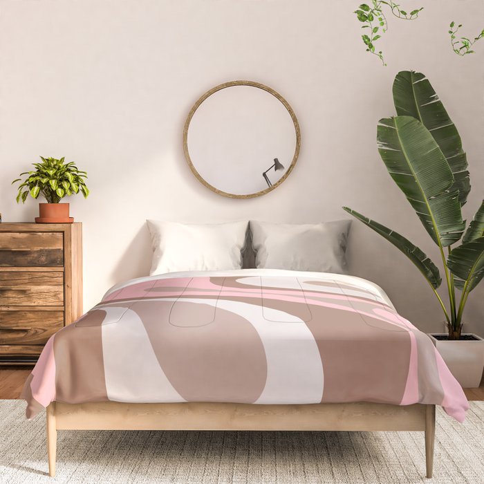 Mod Swirl Retro Abstract Pattern in Mocha Brown and Pink Comforter Gallery Image 3