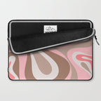 Mod Swirl Retro Abstract Pattern in Mocha Brown and Pink Laptop Sleeve Gallery Image 2