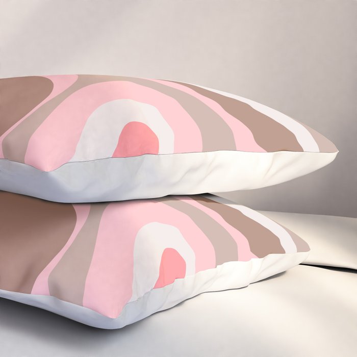 Mod Swirl Retro Abstract Pattern in Mocha Brown and Pink Pillow Sham Gallery Image 3