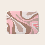 Mod Swirl Retro Abstract Pattern in Mocha Brown and Pink Bath Mat Gallery Image 1