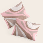 Mod Swirl Retro Abstract Pattern in Mocha Brown and Pink Pillow Sham Gallery Image 3