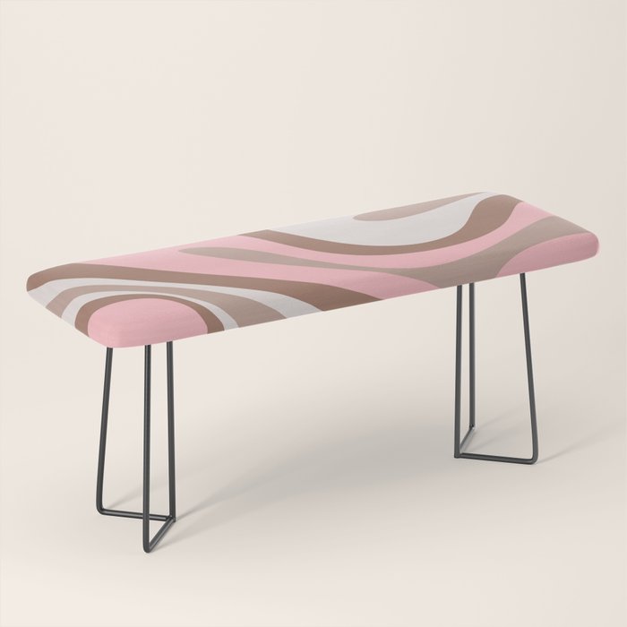 Mod Swirl Retro Abstract Pattern in Mocha Brown and Pink Bench Gallery Image 1