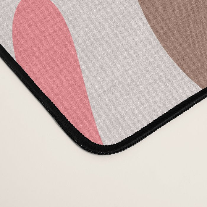 Mod Swirl Retro Abstract Pattern in Mocha Brown and Pink Desk Mat Gallery Image 4