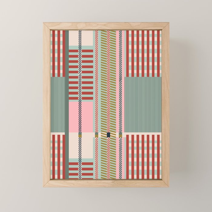 Vintage Striped Geometric Mini Art Print Gallery Image 1