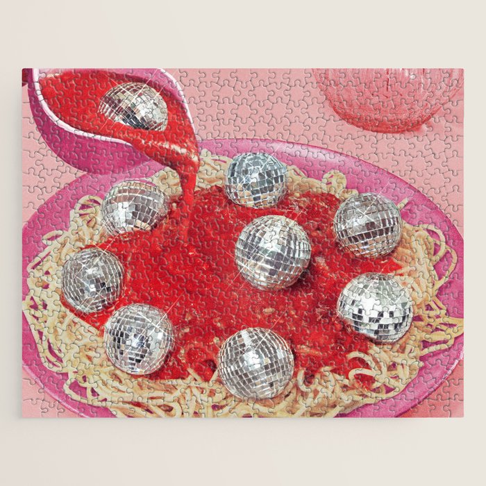 Spaghetti Disco Balls - Pink and Red Jigsaw Puzzle Gallery Image 1