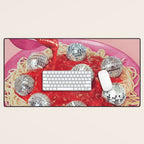 Spaghetti Disco Balls - Pink and Red Desk Mat Gallery Image 1