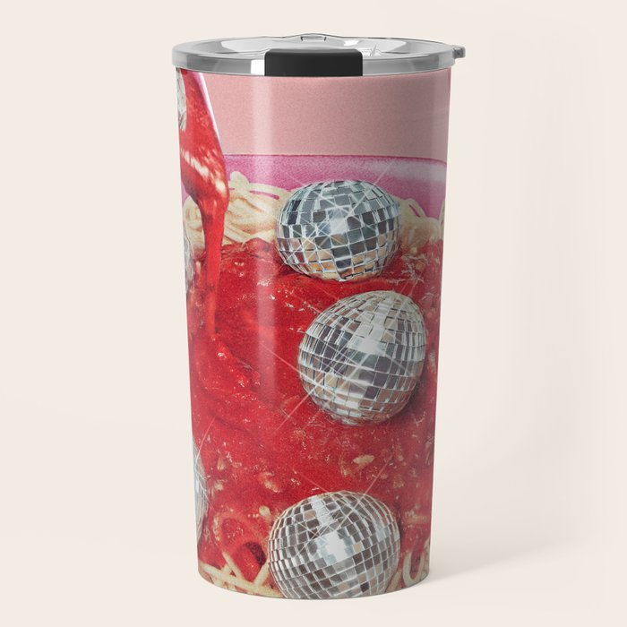 Spaghetti Disco Balls - Pink and Red Travel Mug Gallery Image 1