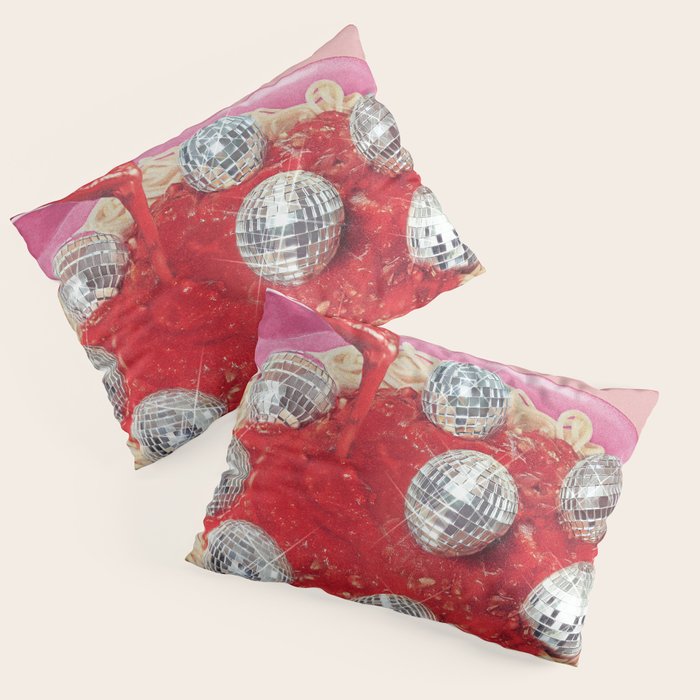 Spaghetti Disco Balls - Pink and Red Pillow Sham Gallery Image 1