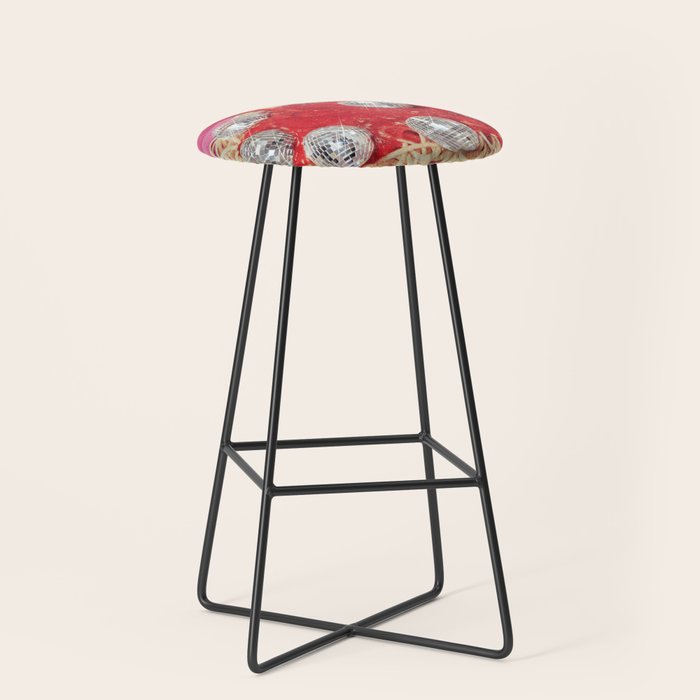 Spaghetti Disco Balls - Pink and Red Stool Gallery Image 1