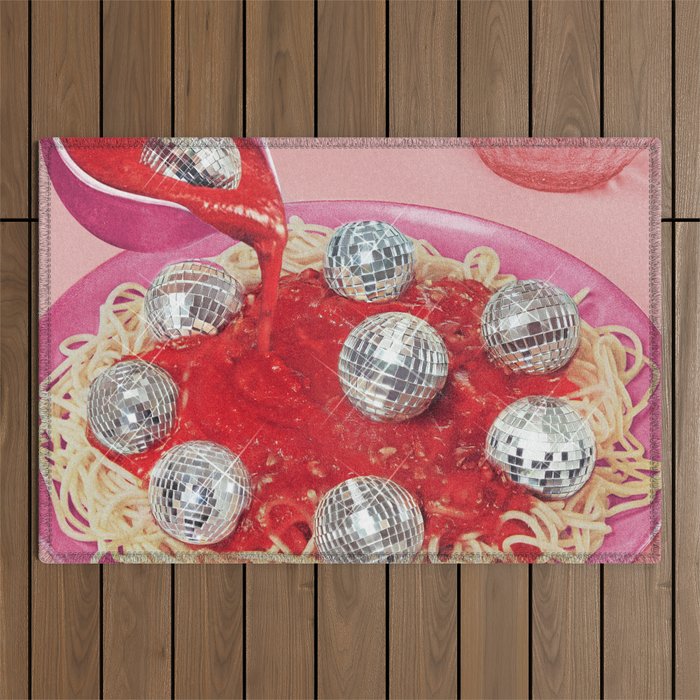 Spaghetti Disco Balls - Pink and Red Outdoor Rug Gallery Image 1
