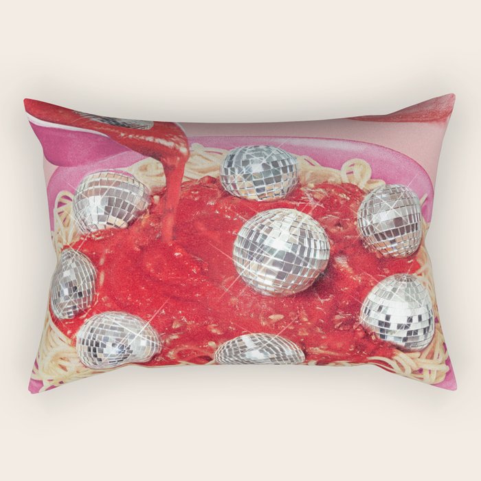Spaghetti Disco Balls - Pink and Red Rectangular Pillow Gallery Image 1