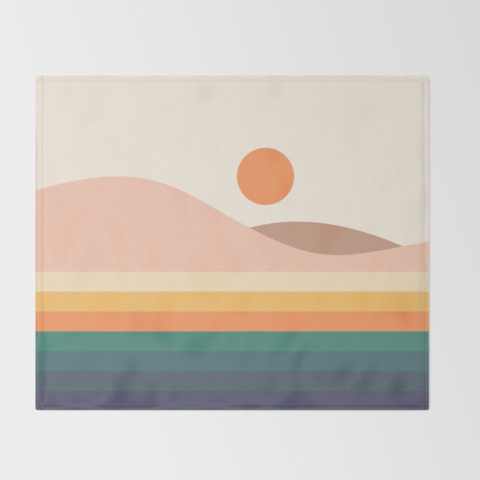 Retro Landscape 06B Throw Blanket Gallery Image 2