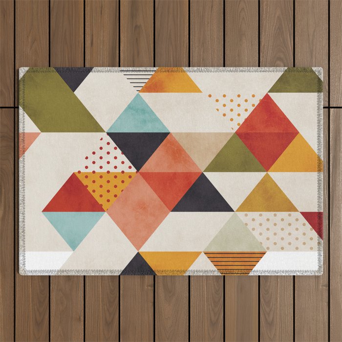 geometry mid century Outdoor Rug Gallery Image 1